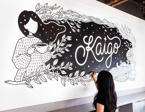 giá vẽ tranh tường quán cafe