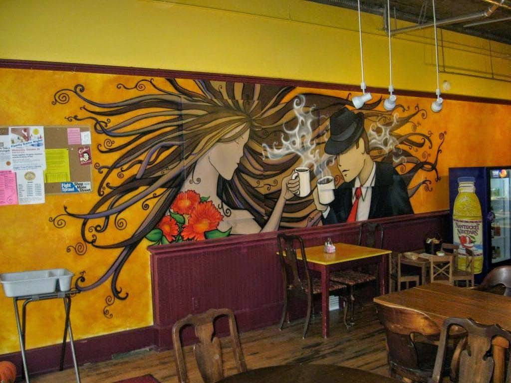 tranh tường quán cafe đẹp