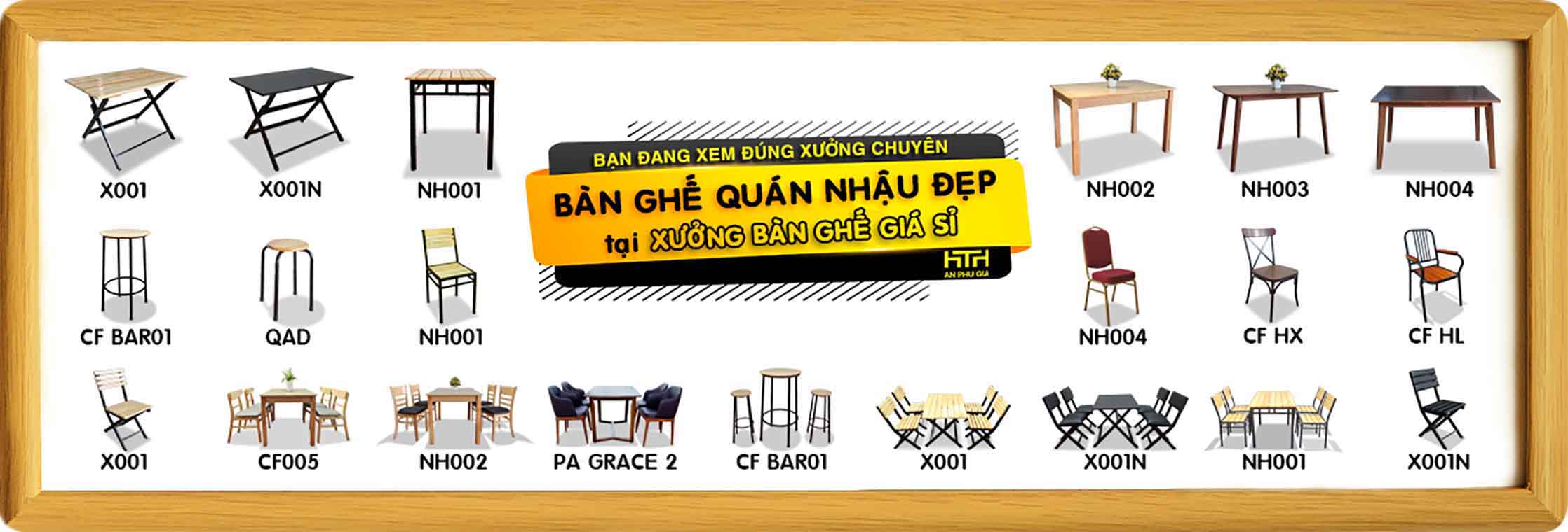 bàn ghế gỗ quán nhậu