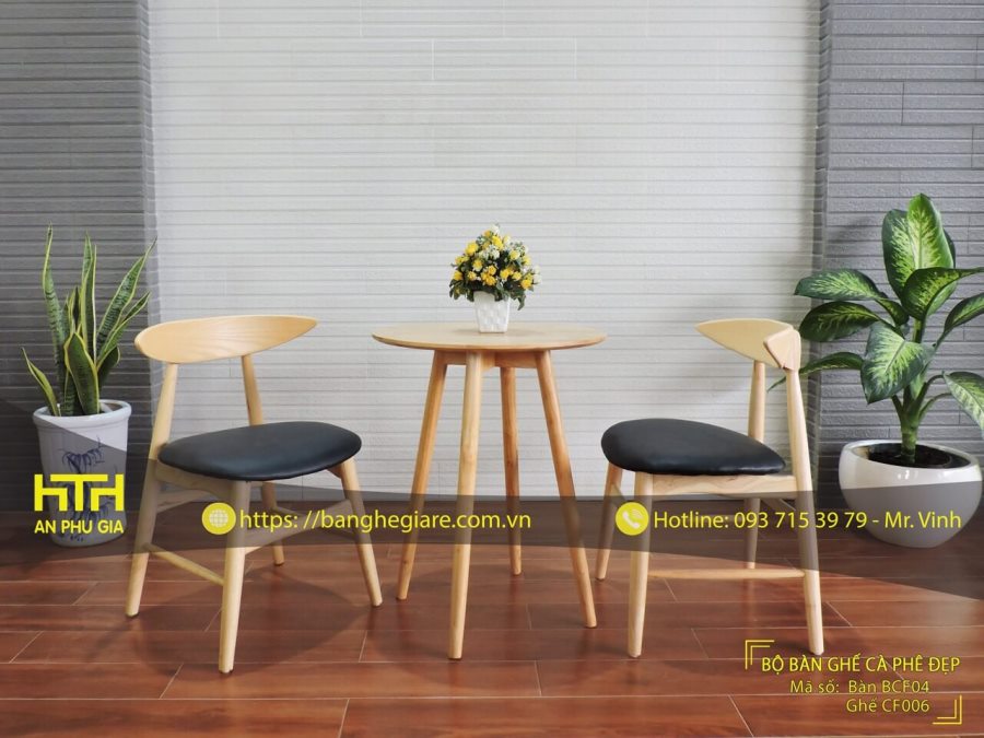 Ghế gỗ cafe màu sắc hài hòa