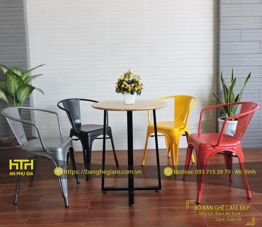 Ghế gỗ cafe Tolix thời thượng