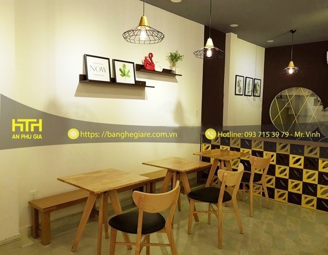Bàn ghế quán cafe bằng gỗ