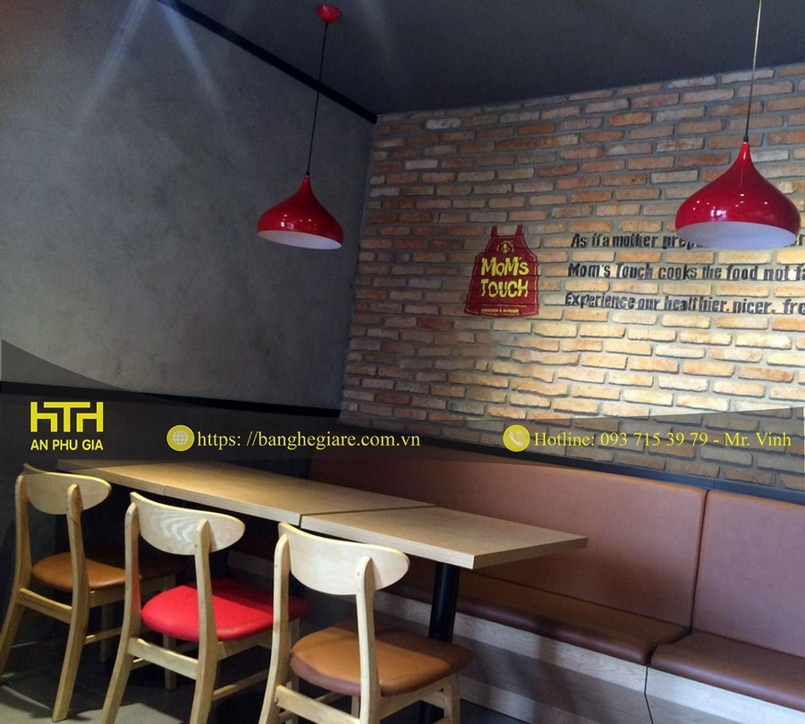 bàn ghế gỗ quán ăn mới sang trọng