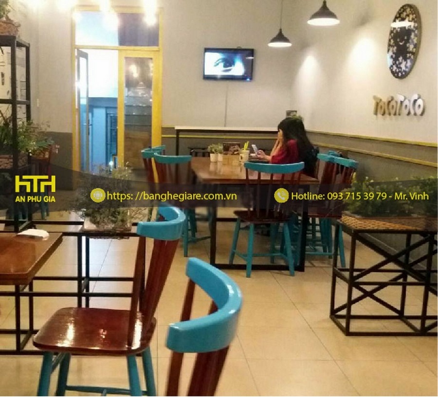 bàn ghế gỗ quán cafe CF004 giá rẻ