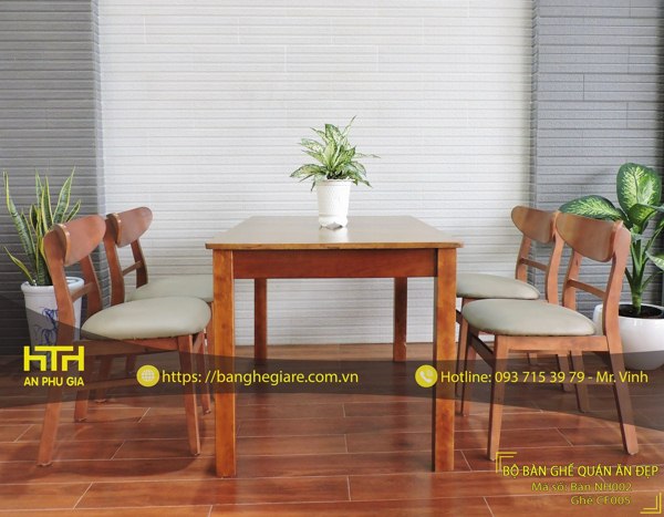 Bàn ghế gỗ quán ăn CF005 có kiểu dáng mới lạ, ấn tượng