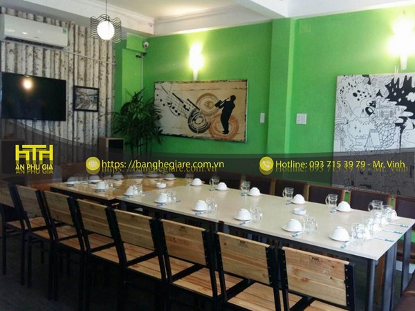 Bàn ghế NH001 mang đến sự sang trọng cho không gian quán ăn