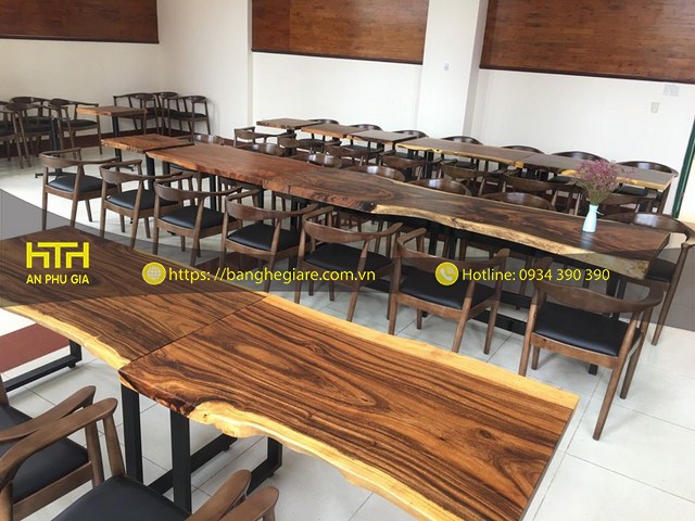 Bàn cafe gỗ me tây hợp xu xướng hiện nay