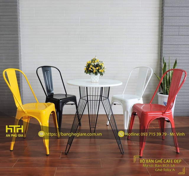 Bộ bàn ghế cafe Tolix A thiết kế hiện đại
