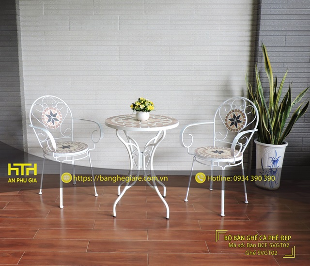 Bộ bàn ghế sắt cafe sân vườn SVGT02 cao cấp