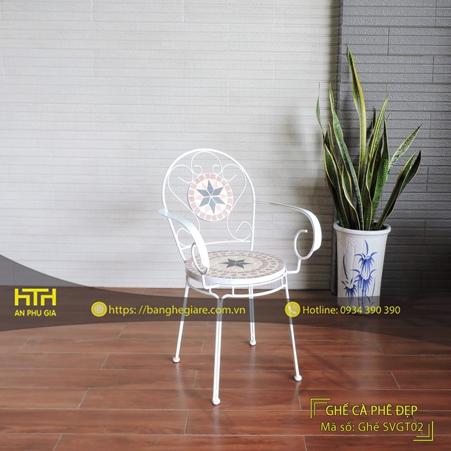 bộ bàn ghế sắt cafe SVGT02 hiện đại